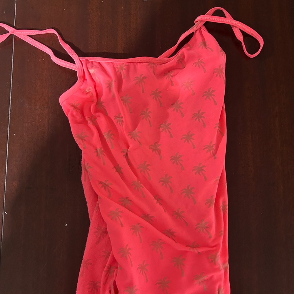 Justice Pink and Gold One Piece Swimsuit with Ruched Detail